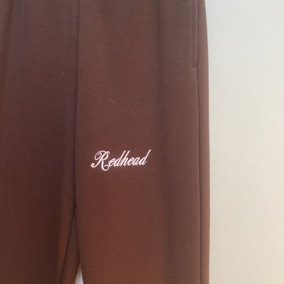 Brunette The Label “Redhead” Chocolate Brown The Label Crew Sweatpants Size S/M - Picture 3 of 9